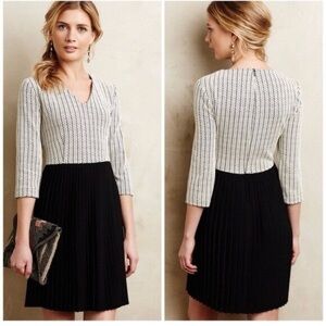 Ganni Anthro Mini Dress SZ M Jacquard Jersey BLK/White Flouncy Classic Preppy
